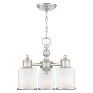 Bellington 16 in. 3-Light Brushed Nickel Convertible Chandelier/Semi Mount with Clear and Satin Opal Glass