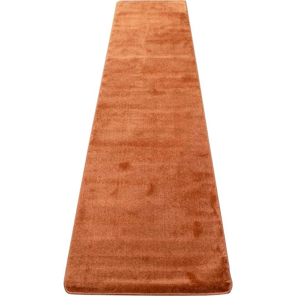 Euro Solid Collection Burnt Orange 26 in. W x 144 in. L Stair Runner 26 sq. ft.