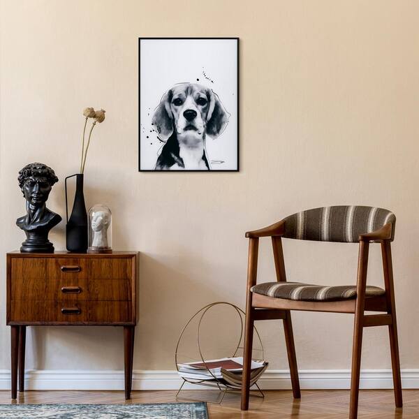 Empire Art Direct Saint Bernard Black and White Pet Paintings on Reverse  Printed Glass Framed Dog Wall Art, 24 x 18 x 1, Ready to Hang 