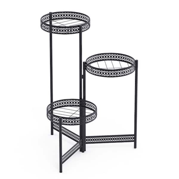 AESOME 27.6 in. x 20.9 in. Indoor Metal Plant Stand 3-Potted Display Holder 4-Tier Garden Kits and Accessories