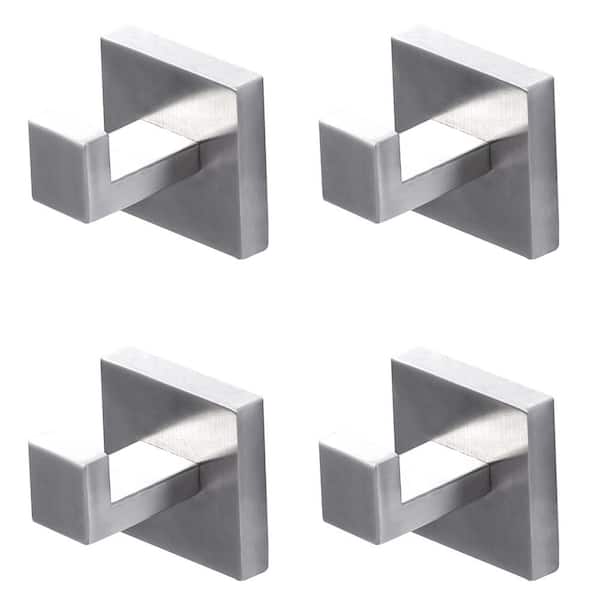 IVIGA Square Wall Mounted Knob Robe Hook and Towel Hook Stainless Steel in Brushed Nickel (4-Pack)