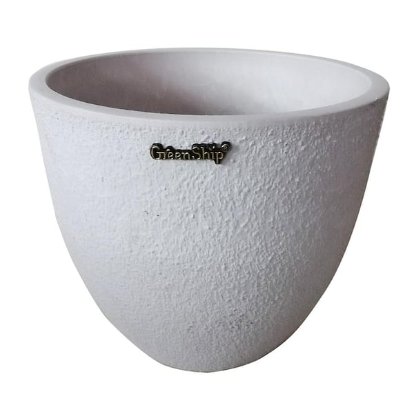 GreenShip Egg Shape 11.8 in. W x 10.2 in. H Whitestone Indoor/Outdoor Resin Decorative Planter 1-Pack