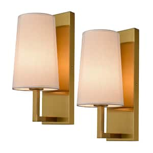 4.3 in. 2-Light Gold Modern Wall Sconce with Standard Shade