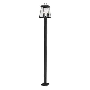 Broughton 4-Light Black Aluminum Hardwired Outdoor Weather Resistant Post Light Set with no bulb included
