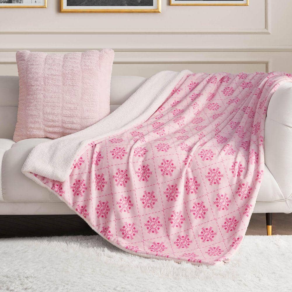 JUICY COUTURE Snowflake Light Pink Plush Sherpa Reverse Microfiber