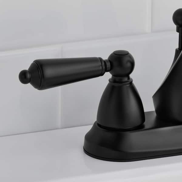 Teapot 4 in. Centerset Double-Handle Bathroom Faucet in Matte Black
