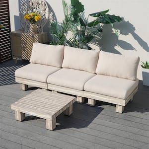 Policy 4-Piece Aluminum Patio Conversation Set with Beige Cushions