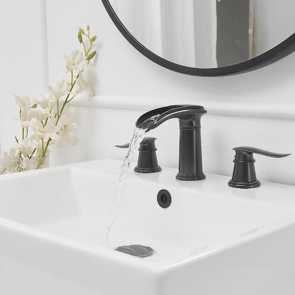 8 in. Widespread Double Handle Bathroom Faucet with Drain Kit Included in Oil Rubbed Bronze