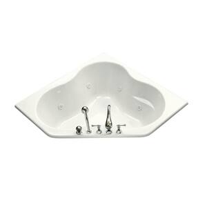 5454 Corner 4.5 ft. Acrylic Oval Drop-in Whirlpool in White