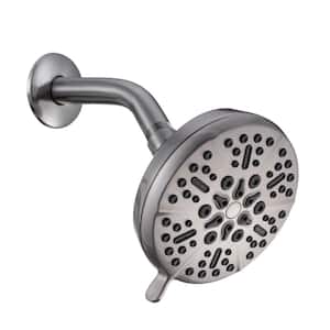 5-Spray Patterns 5 in. Wall Mount Fixed Shower Head with 2.5 GPM and Stainless Steel Shower Arm in Brushed Nickle