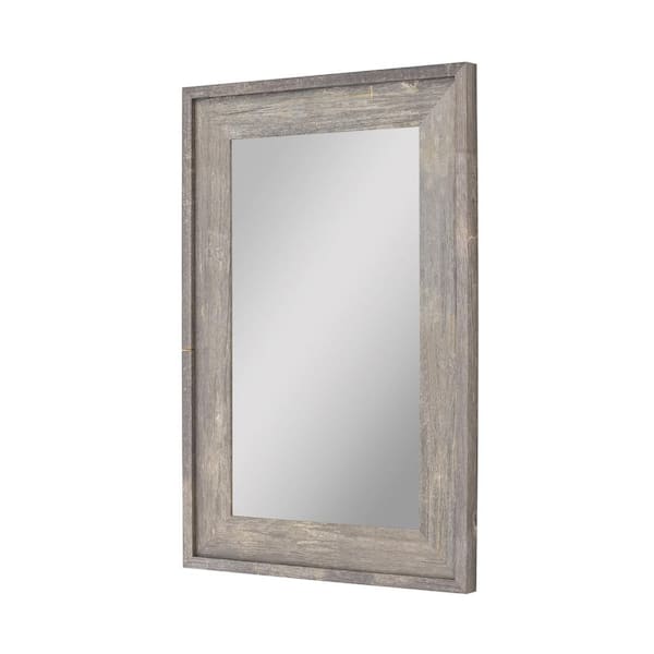 Hitchcock Butterfield Farmstead 27.75 in. x 37.75 in. Rustic Rectangle Framed Gray Decorative Mirror