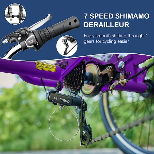 MOONCOOL Tricycle 24 in., 3 Wheel 7 Speed Bikes Cruise Trike with