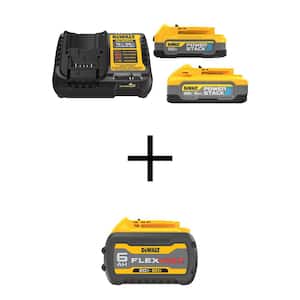 Powerstack 20V Lithium-Ion 5.0 Ah and 1.7 Ah Batteries, FLEXVOLT 20V/60V MAX Lithium-Ion 6.0Ah Battery and Charger