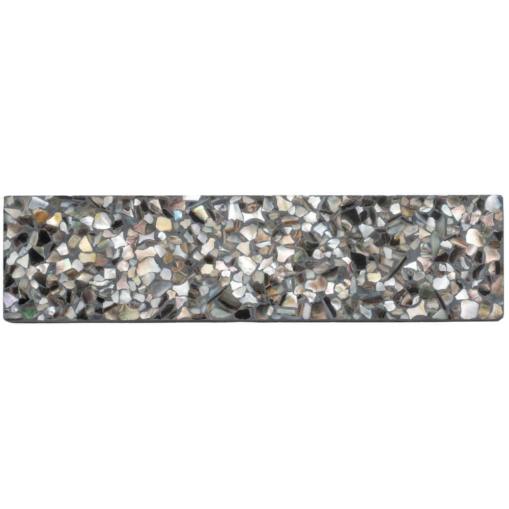 Amalfi 3 x 6 in. Black with Amber Pearl flecks Glossy Shell, Terrazzo Elongated Marble Subway Tile Sample price history on PriceWatchPro
