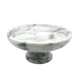 10 in. x 10 in. x 4.375 in. Fruit Bowl on Pedestal in White Marble