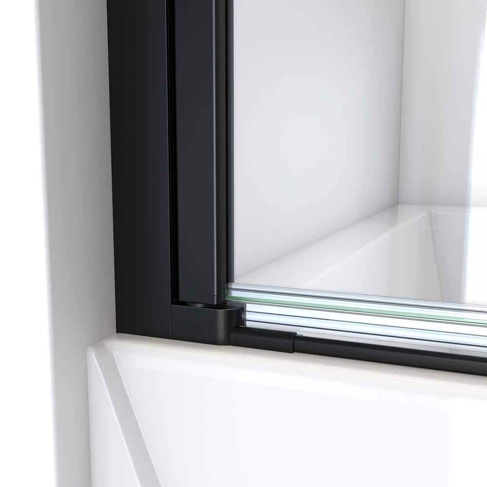 Aqua-Q 58" Frameless Tub Door with Black Finish