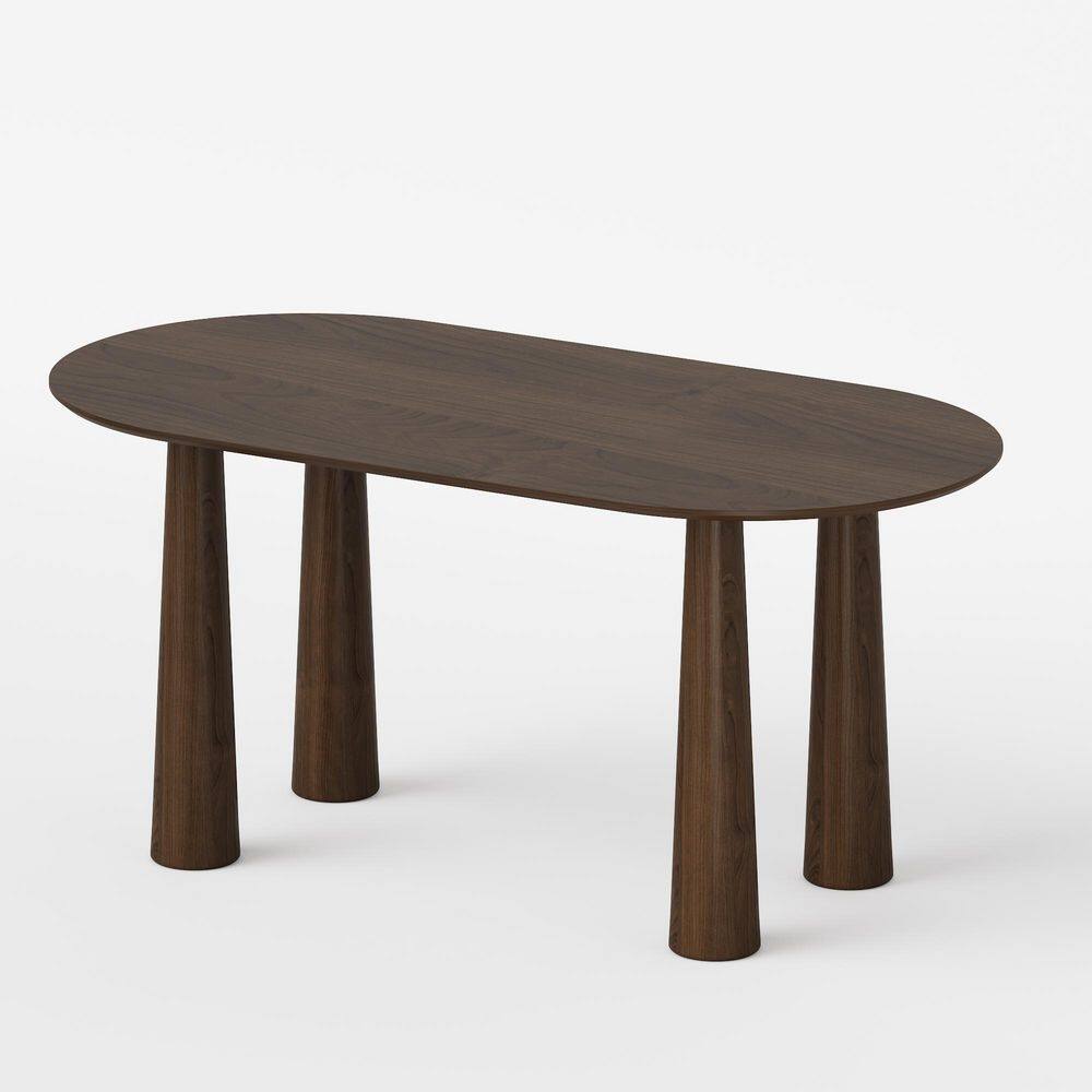 Oval Walnut Solid Wood 67 in. Kitchen Tables 4 Legs Dining Table Seats 6