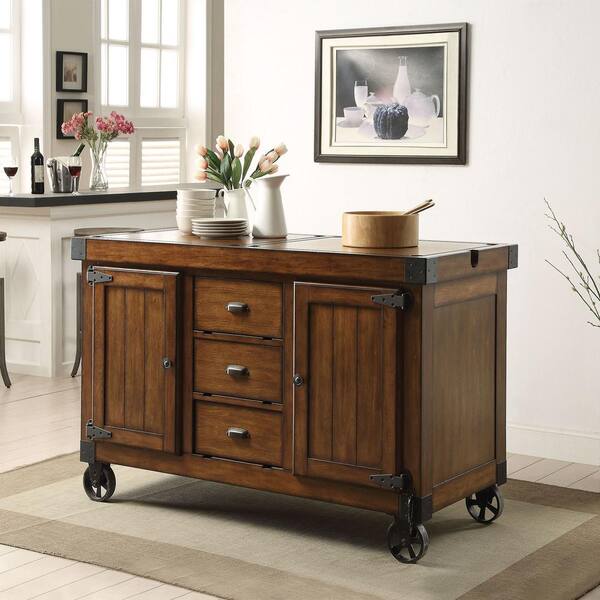 dark brown kitchen island with seating