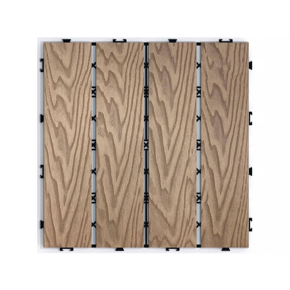 Outdoor 1 ft. x 1 ft. Composite Deck Tile in Teak (22 Per Box) price history on PriceWatchPro