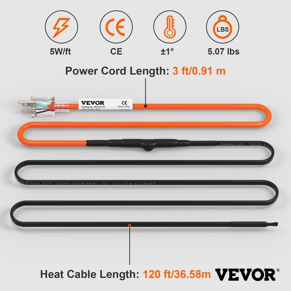 120 Input Volt, Easy Heat Self Regulating Residential Heat Protection Cable