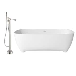 66.93 in. x 29.53 in. Soaking Non-Whirlpool Flatbottom Bathtub with Center Drain and Shower Faucet in Matte White