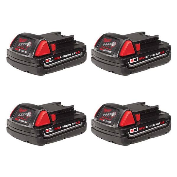 Milwaukee M18 18-Volt Lithium-Ion Compact Battery Pack 1.5Ah (4-Pack)