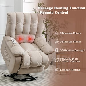 Beige Velvet Massage Electric Power Lift Recliner Chairs
