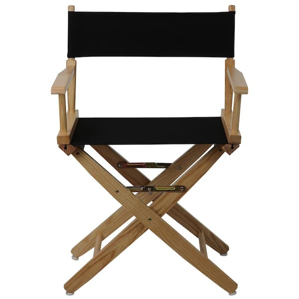 American Trails 18 in. Seat Height Extra-Wide Natural Frame/Black Canvas New, Solid Wood Folding Chair, Set of 1