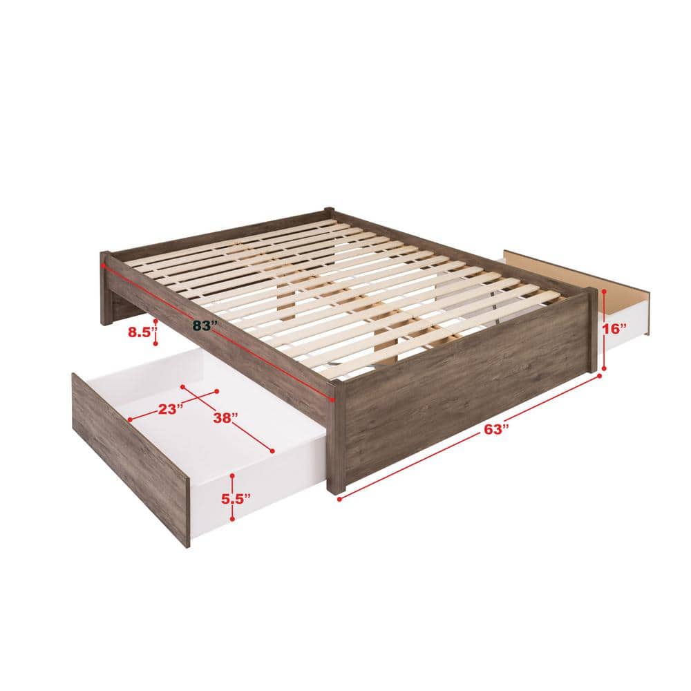 Elegant Queen Platform Bed with Upholstered Wood Frame and 2 Storage Drawers