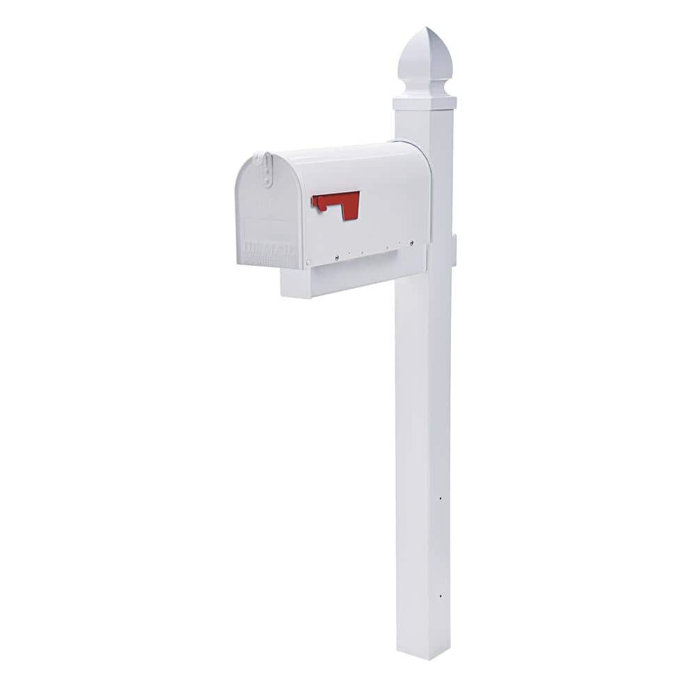 Whitley White Polycarbonate Traditional Mailbox Post