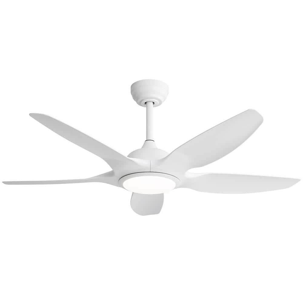 48 in. Indoor White Ceiling Fan with 5 White ABS Blades and Warm White Inte
