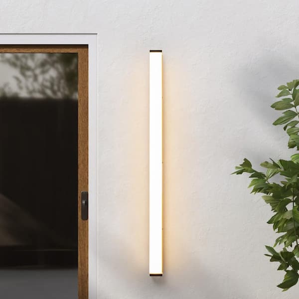 Lizeth 39.3 in. Modern Black Linear Waterproof Outdoor Hardwired Wall Lantern Scone Patio Light