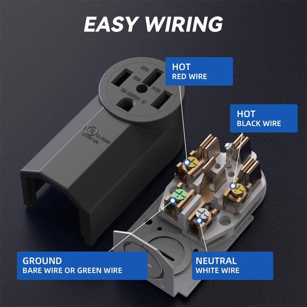 Black Tamper Resistant Single Outlet with Wall Plate