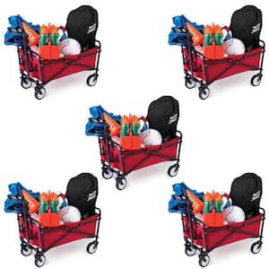 Steel Collapsible Folding Outdoor Portable Utility Cart in Red (5-Pack)