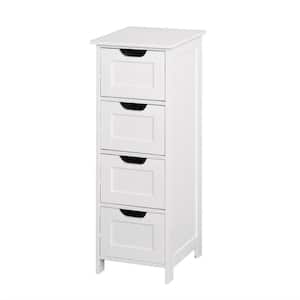 11.8 in. W x 11.8 in. D x 32.3 in. H White Linen Cabinet Bathroom Storage WIth 4 Drawers