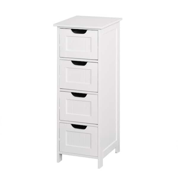 Unbranded 11.8 in. W x 11.8 in. D x 32.3 in. H White Linen Cabinet Bathroom Storage WIth 4 Drawers