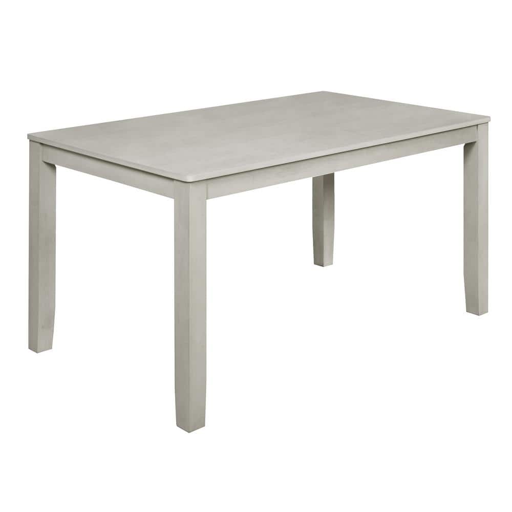 Gray Rubberwood Six-Seater Rectangular Dining Table