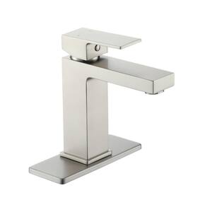 Single Handle 1.2GPM Bathroom Faucet with Deck Plate in Brushed Nickel