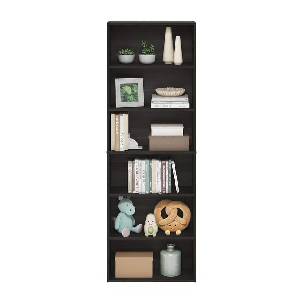 Espresso 6-Tier Adjustable Open Storage Bookcase