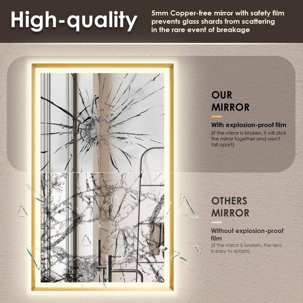 Apollo 48" Gold Aluminum LED Vanity Mirror