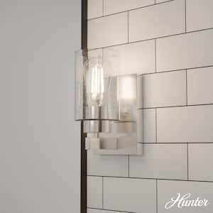 Hartland 1-Light Brushed Nickel Wall Sconce with Clear Seeded Glass Shade