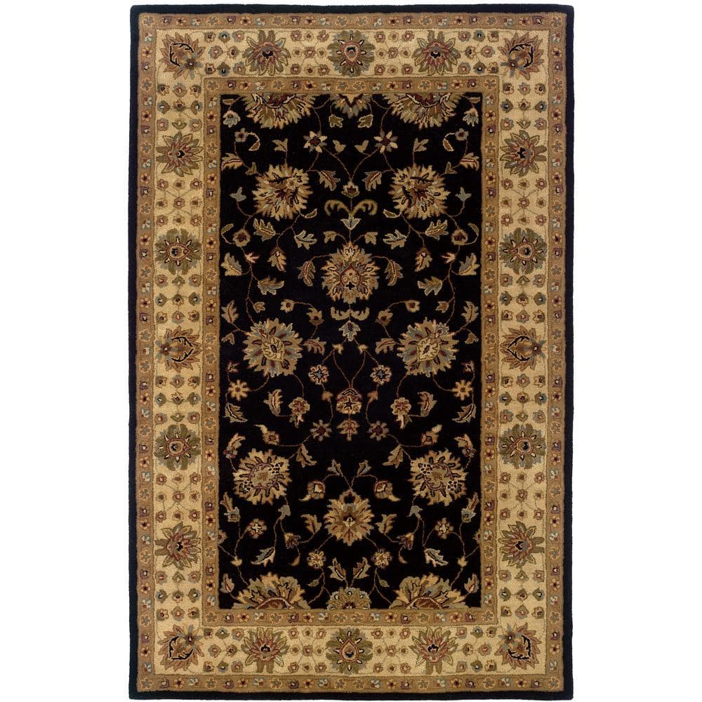 Wesley Black/Ivory 5 ft. x 8 ft. Oriental Area Rug