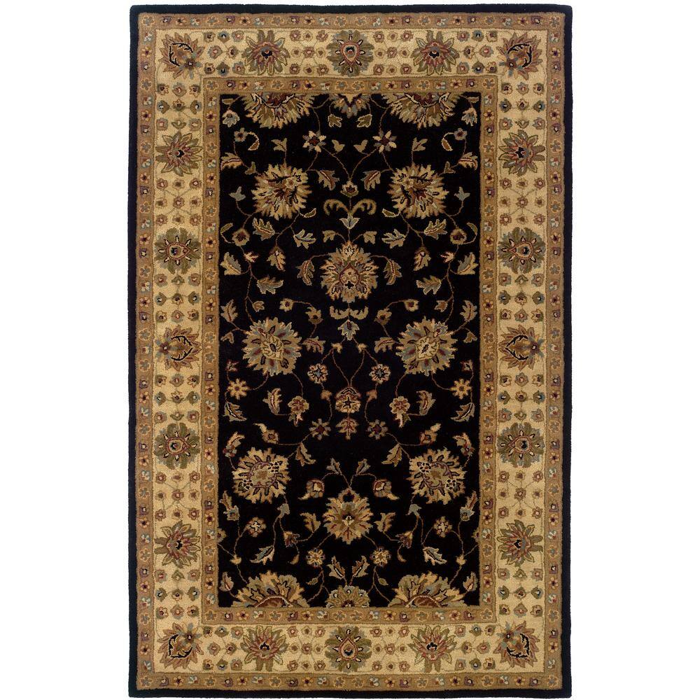 Wesley Black/Ivory 8 ft. x 10 ft. Oriental Area Rug