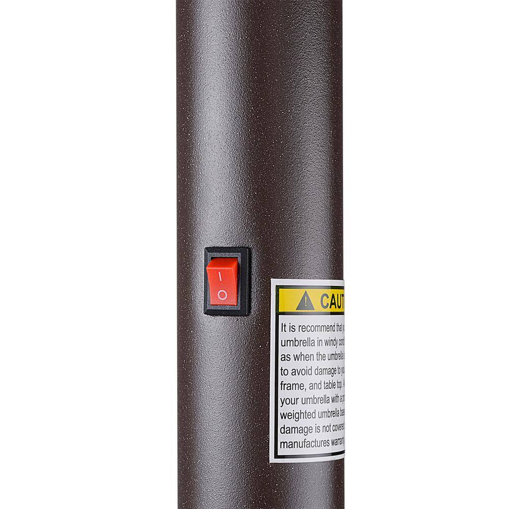 Beige 9-Foot Octagon Patio Umbrella with LED Lights and Steel Pole