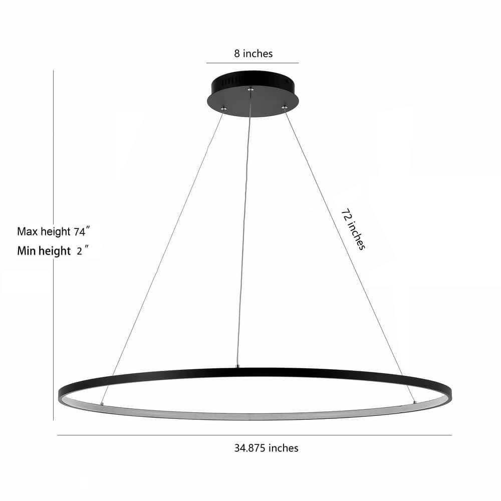 Circulo 74" Matte Black Minimalist Industrial LED Pendant