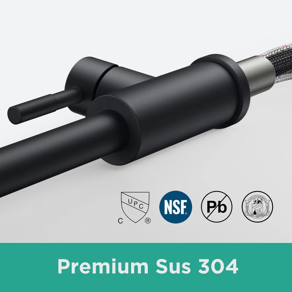 Matte Black Stainless Steel Pull-Down Kitchen Faucet