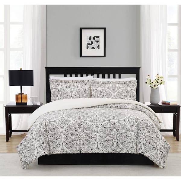 CANNON Gramercy 3-Piece Grey Polyester King Duvet Cover Set
