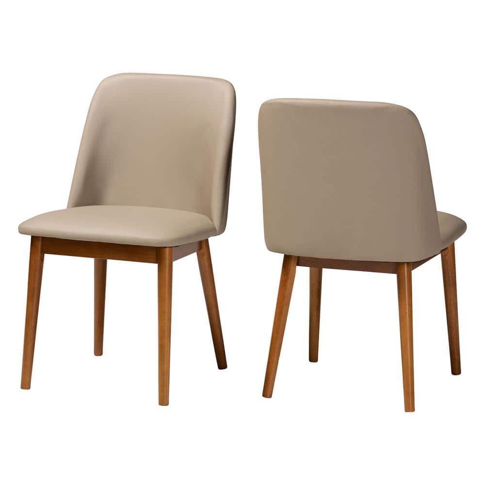 Beige Cane-Wood Parsons High Side Chair