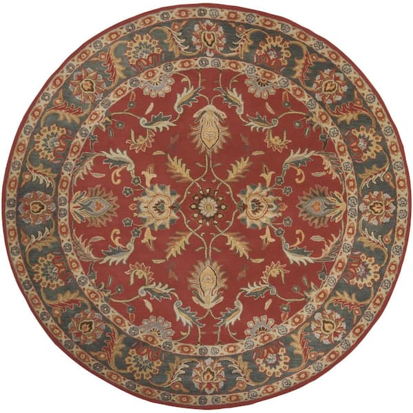 Chenni Burgundy 8 ft. x 8 ft. Round Indoor Area Rug