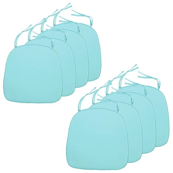 Leisuremod Modern Soft Comfortable Dining Chair Cushion Pads With Ties in Teal Set of 8